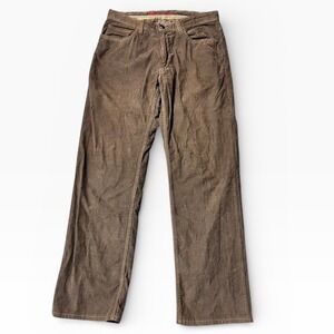 Robert Graham Corduroy Pants Brown Straight Leg Size 31x34 Designer Casual Chino
